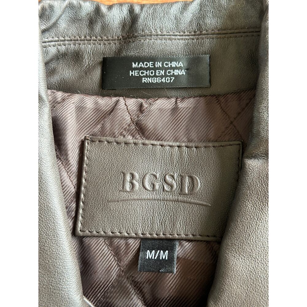 $600 BGSD Men’s Medium Brown Peter Three-Quarter Lambskin Leather Car Coat - Picture 7 of 12